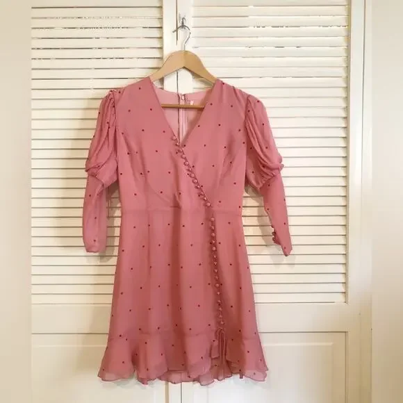 For Love and Lemons Pink Rosie Button Mini Dress - Picture 10 of 13